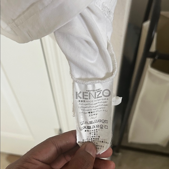 KENZO Paris Men’s Stripe Logo Pique Polo Shirt White Black XXL - Picture 4 of 5